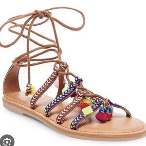 Colorful Pom Pom Gladiator Sandals Mossimo 7 .5